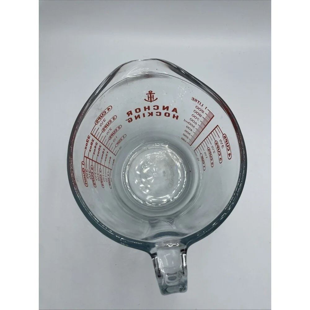 Vintage Anchor Hocking 499 Fire King 1 Litre 4 Cups Glass Measuring Cup
